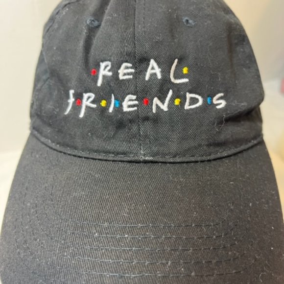 Real Friends Black Embroidered Adj Baseball Cap Hat - Picture 2 of 7